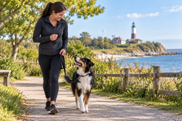 Dog receiving professional training in Suffolk County