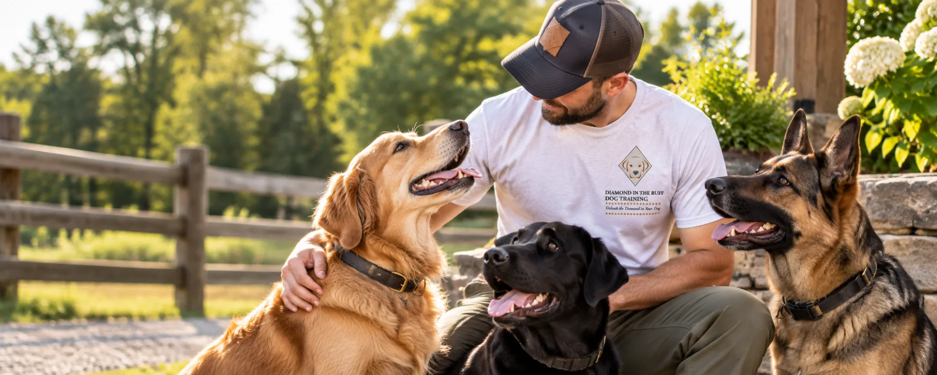 Dog trainer working with a dog during a training session