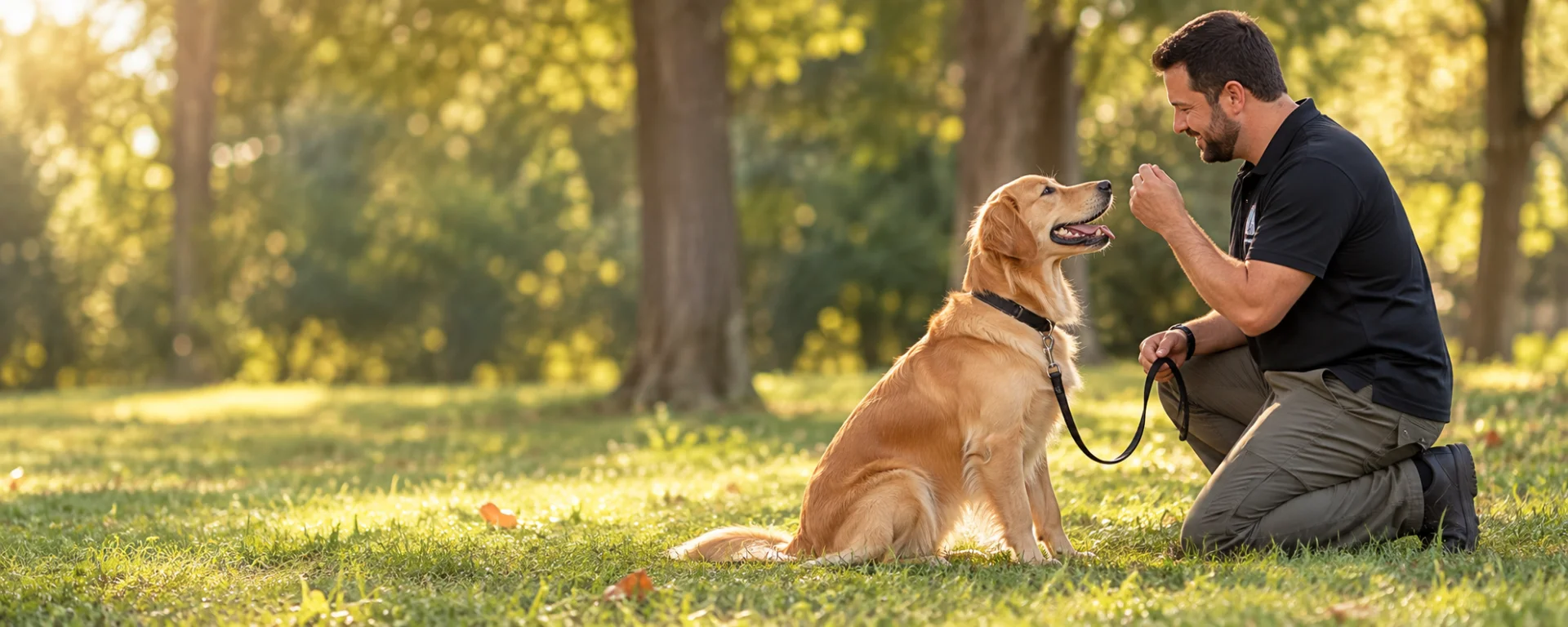 Dog and trainer during a professional dog training session