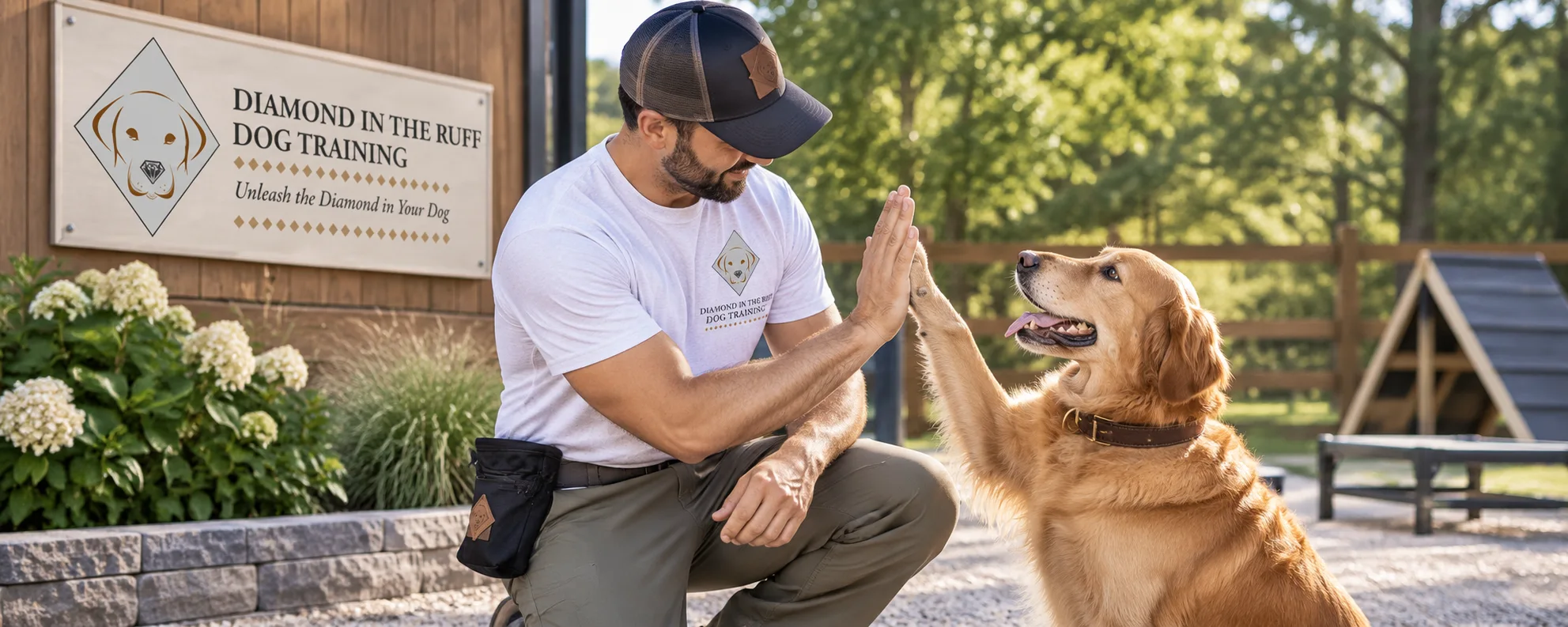 Dog and trainer during a professional dog training session